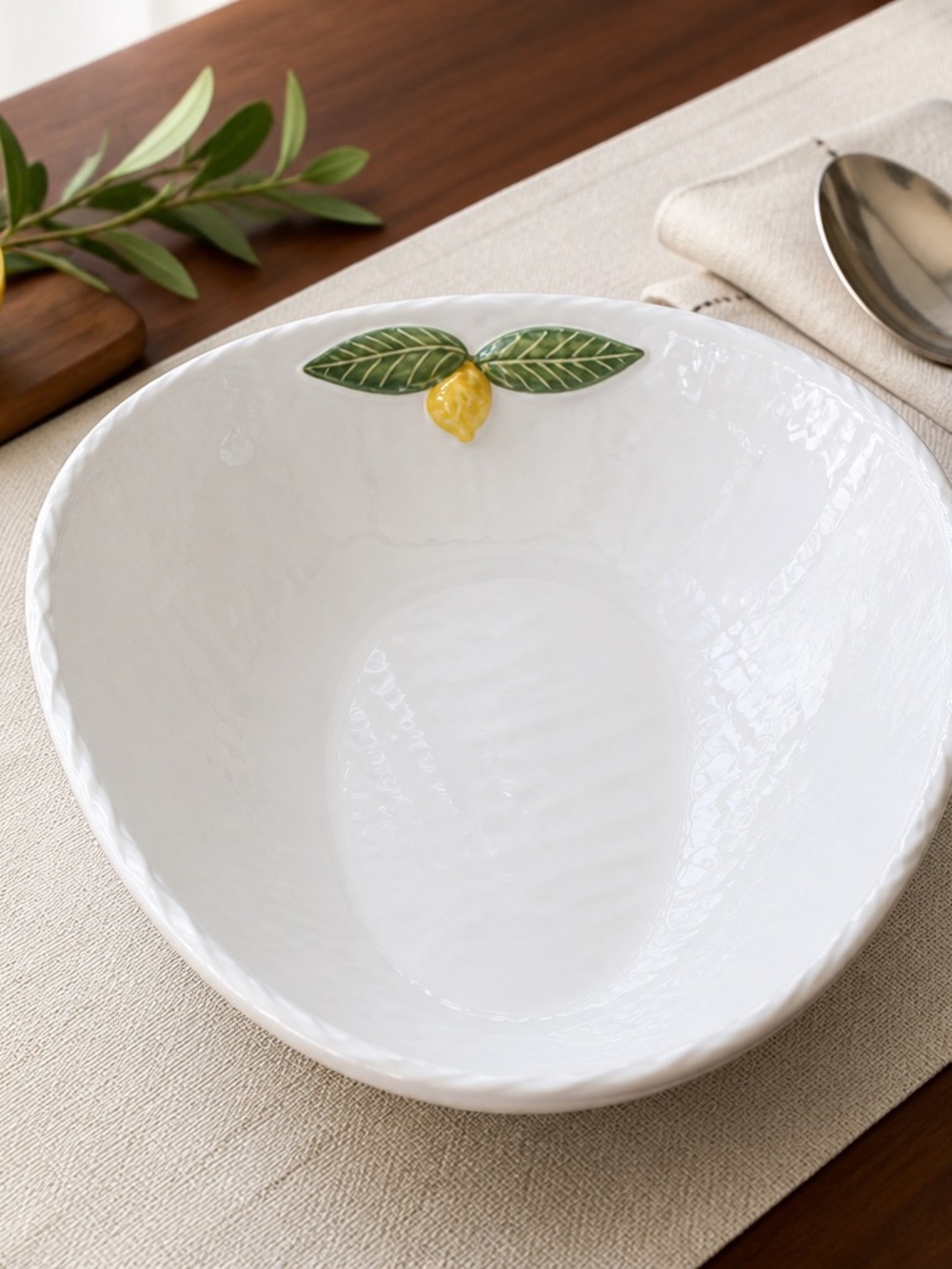 Vintage Italian Majolica Lemon Basket Weave Ceramic Serving Dish